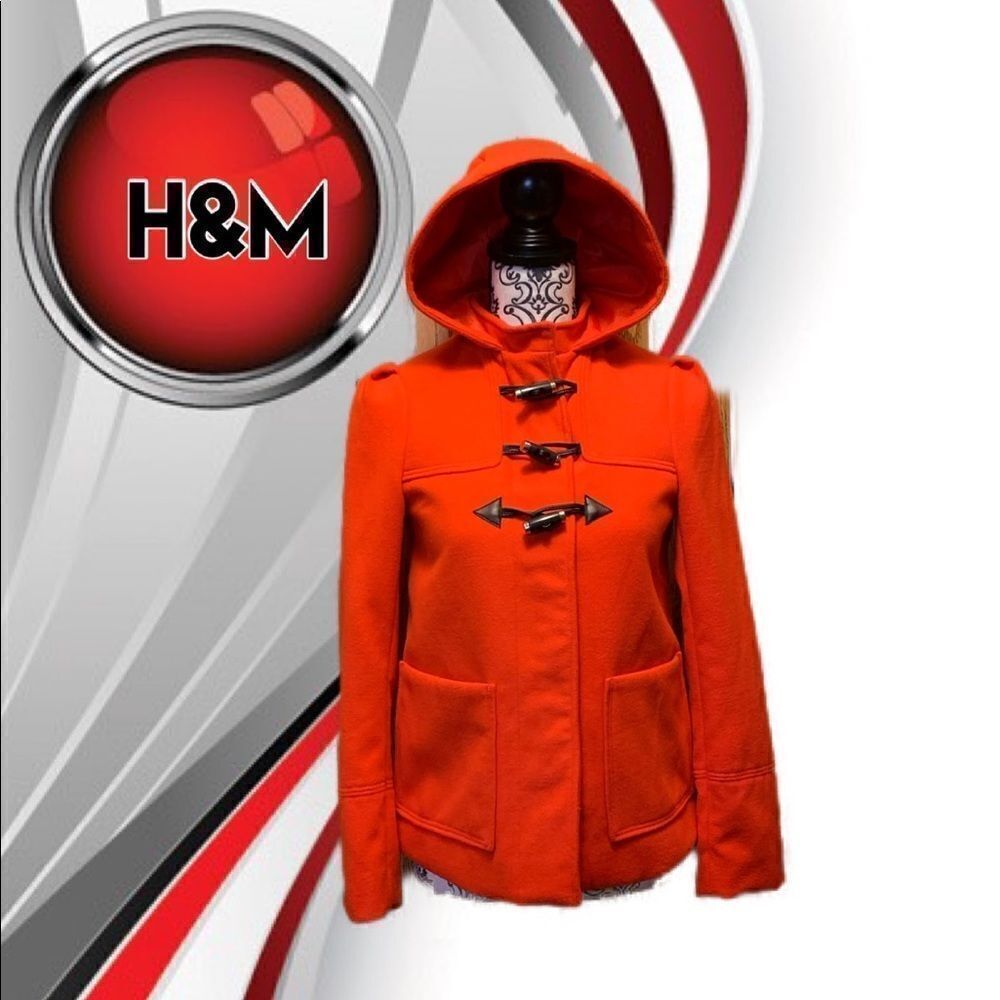 H&M red toggle button pea coat